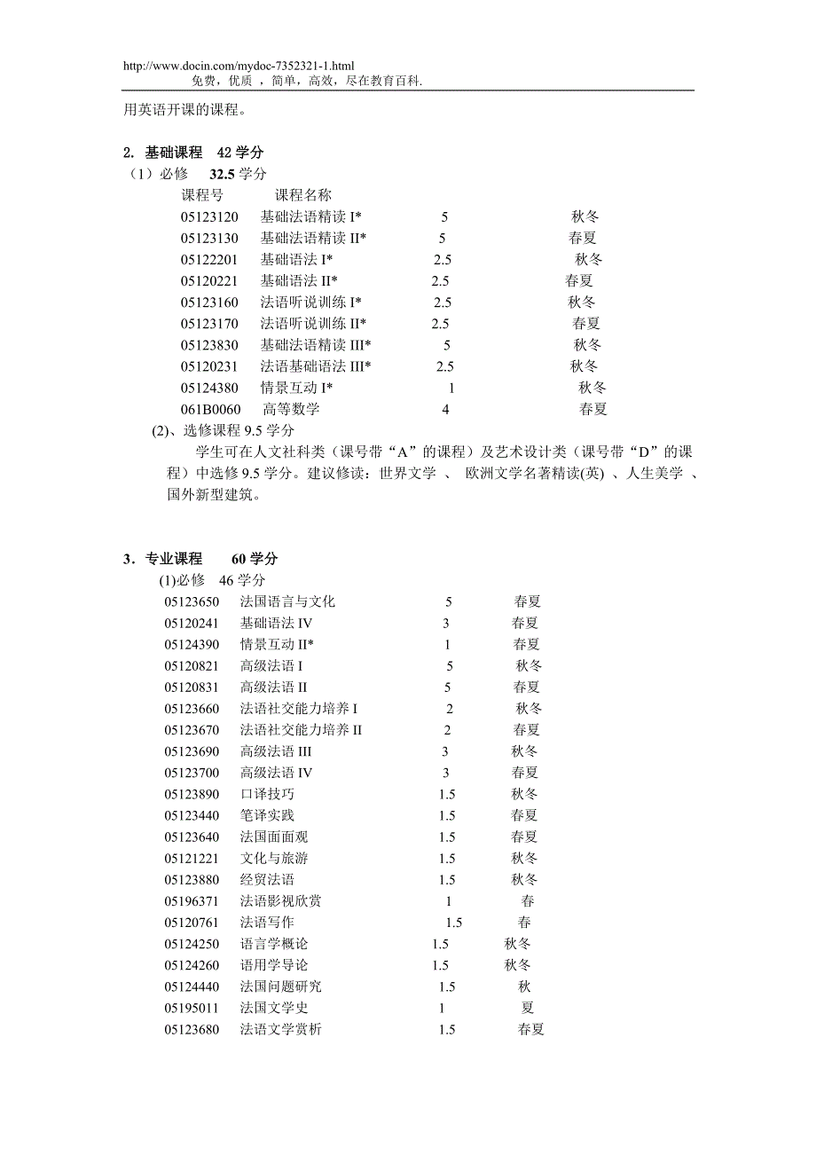 浙江大学法语专业培养方案_第3页