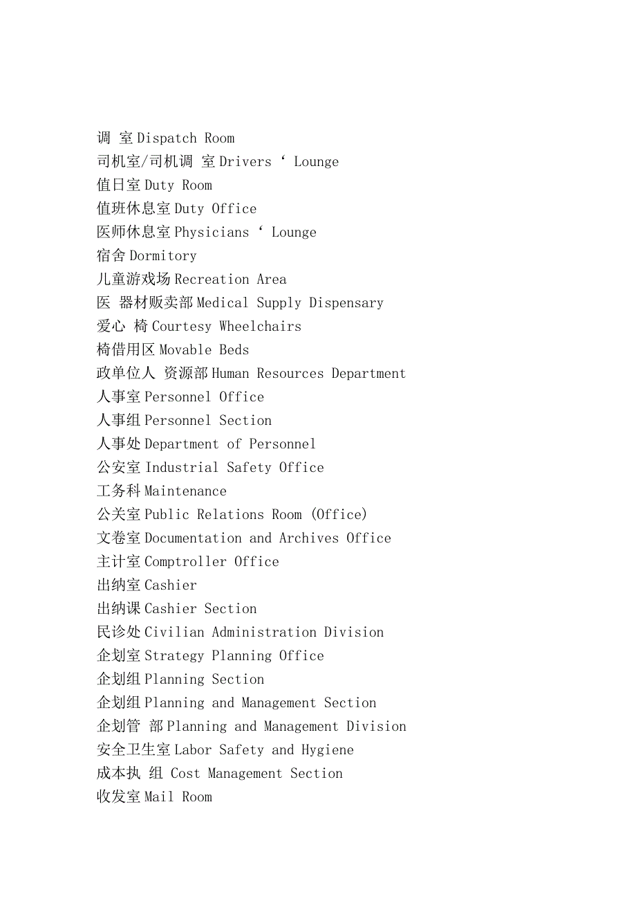 医院英语 医院科室英语对照_第4页