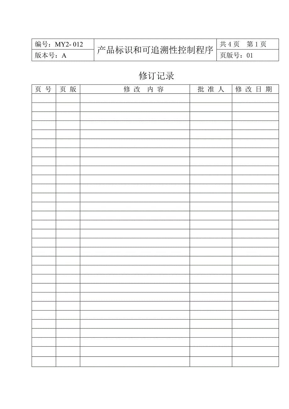 MY2-012-产品标识和可追溯性控制程序_第2页