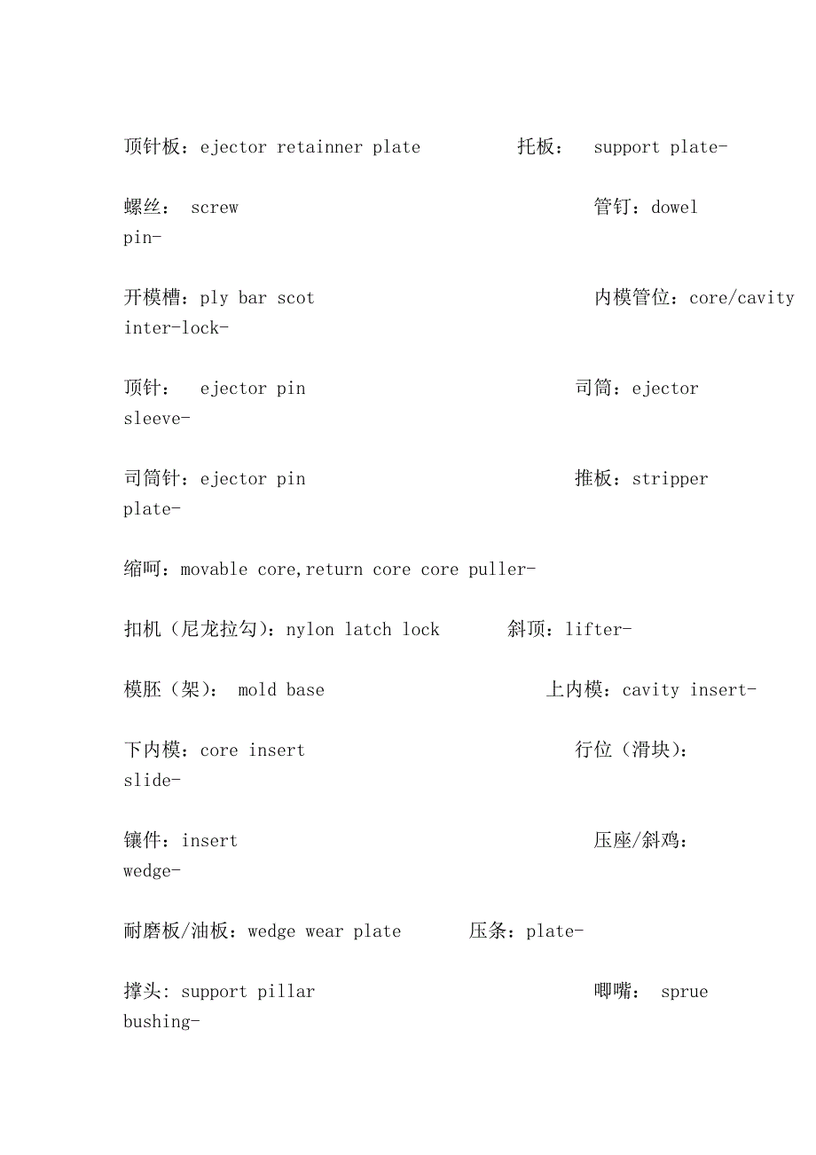 模具专业英语重要词汇_第3页