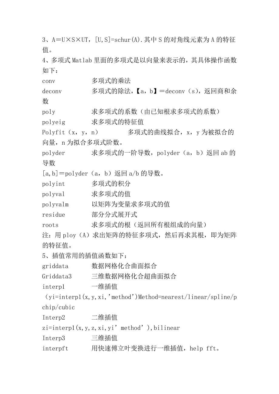 matlab命令汇总完整版全集详解珍藏版-含附录-按字母排列_第5页