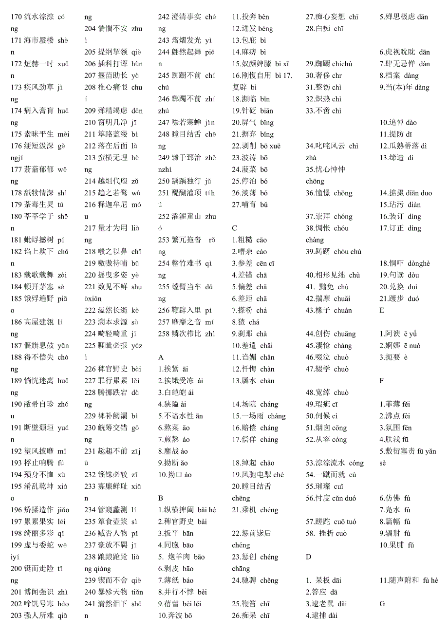 高中语文易错字以及拼音全集(729个词，258个成语)_第4页