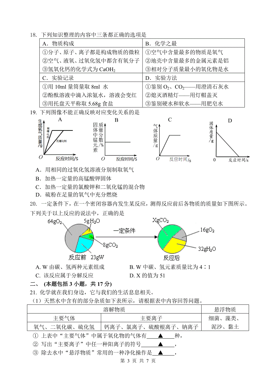 2014年秋无锡滨湖区期中试卷化学_第3页