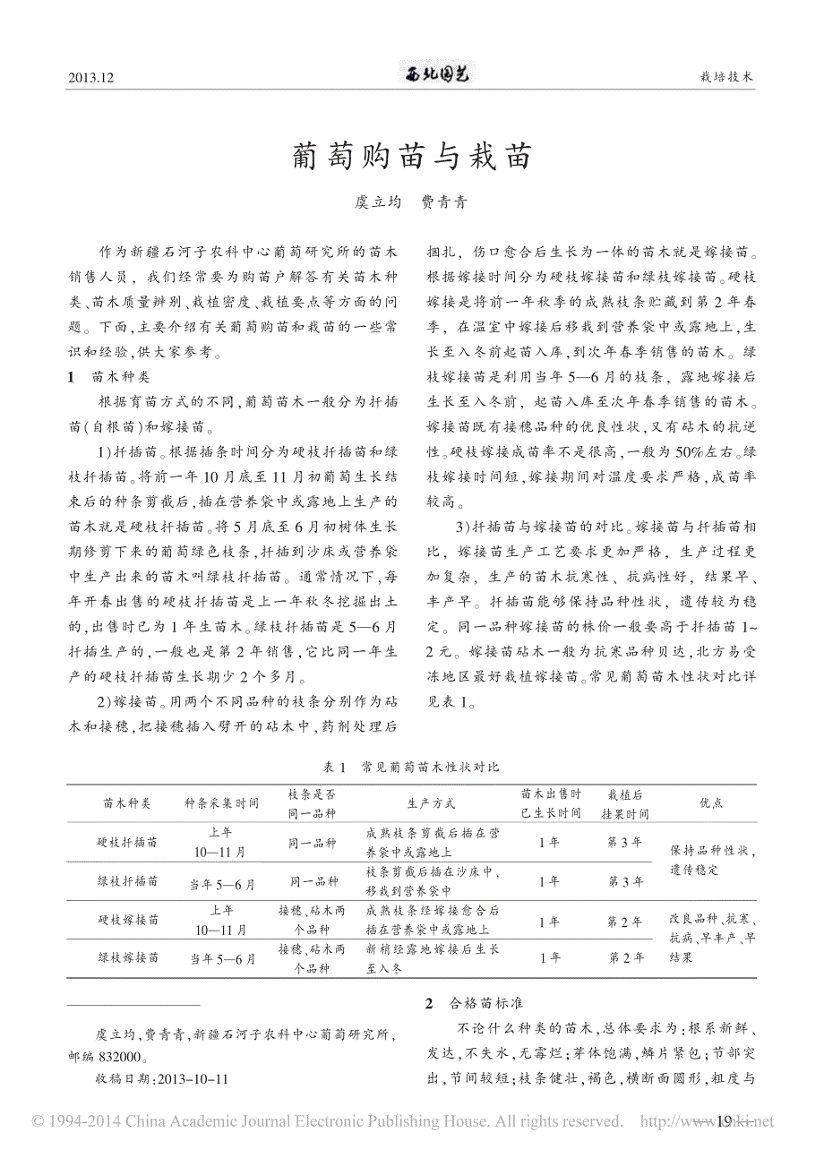 葡萄购苗与栽苗_第1页