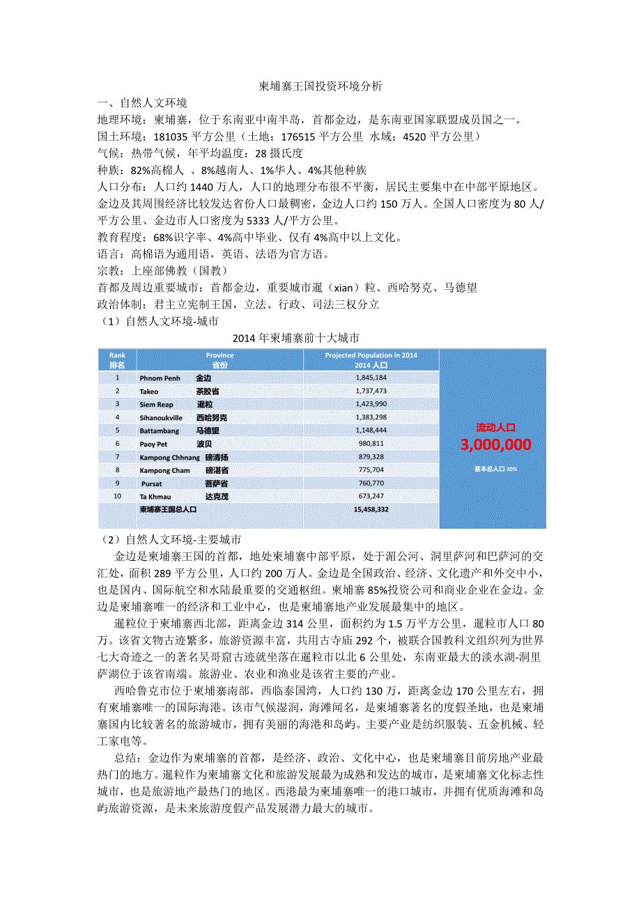 柬埔寨王国投资环境分析_第1页