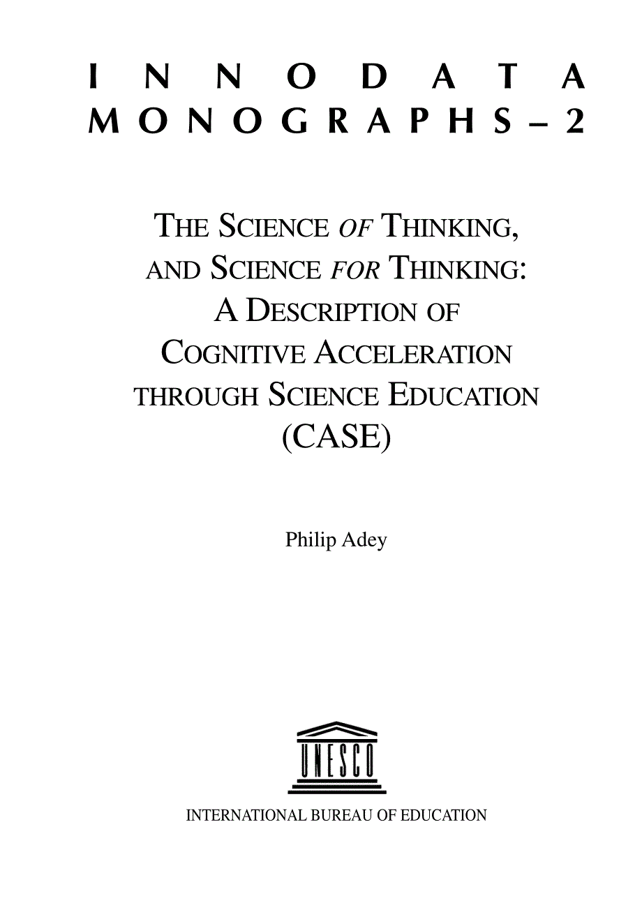 A DESCRIPTION OF COGNITIVE ACCELERATION THROUGH SCIENCE EDUCATION_第1页