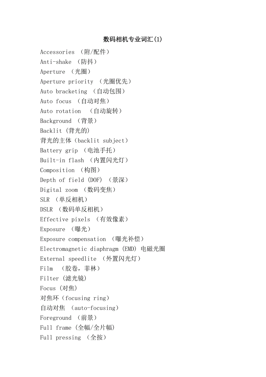 数码相机专业词汇(1)_第1页