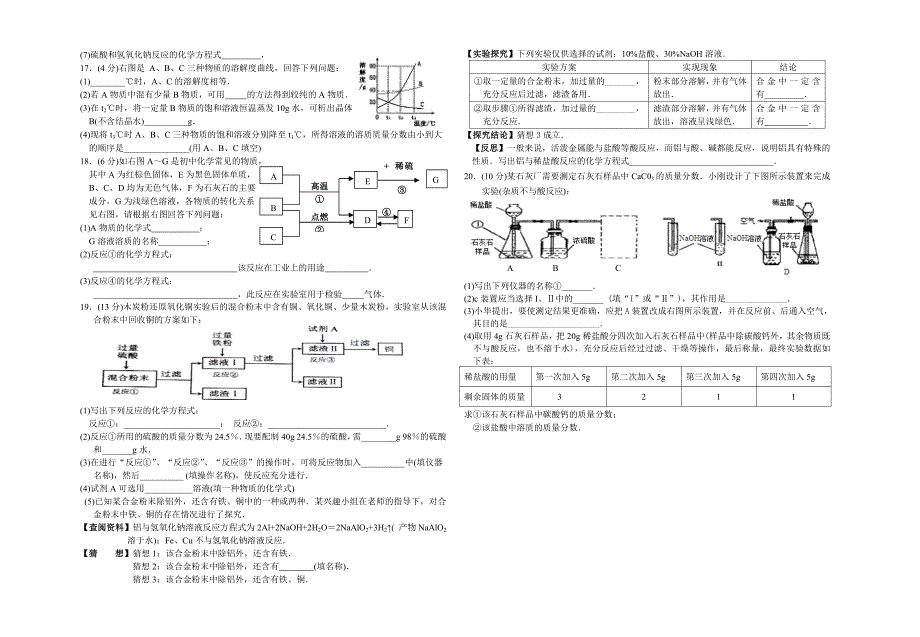 初三化学期末试题_第2页