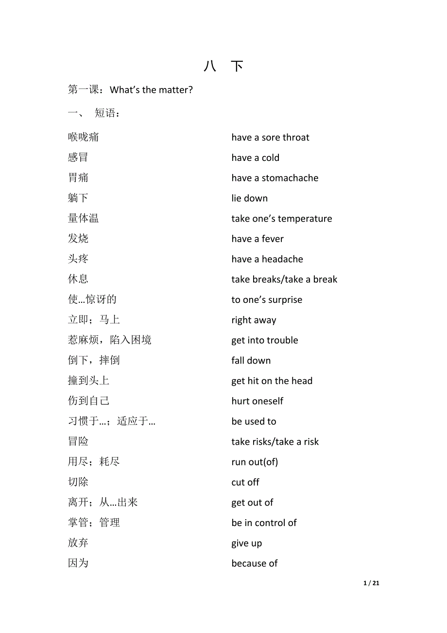 英语八下知识梳理_第1页