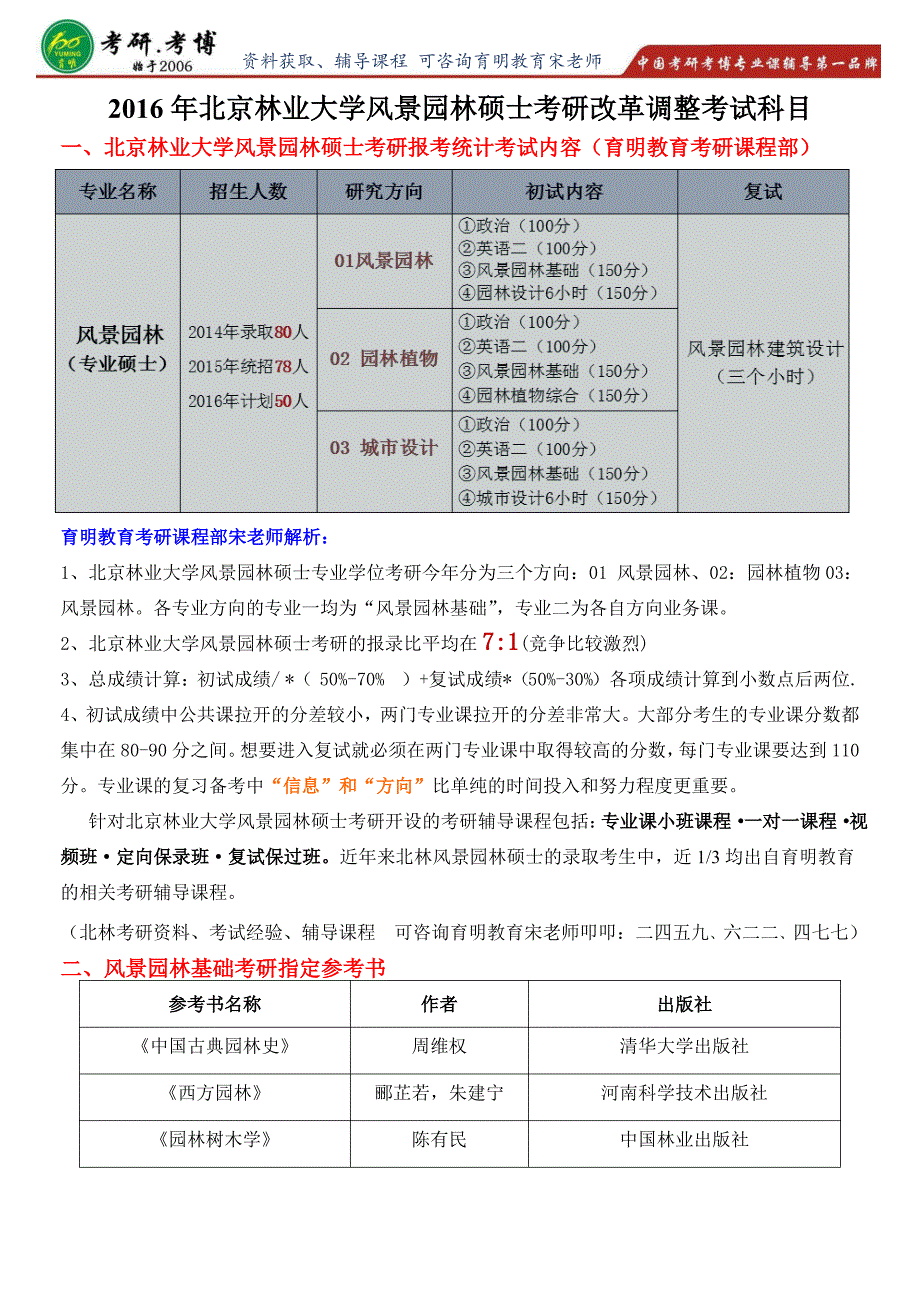 2017年考研专业课北京林业大学风景园林硕士考研考研时间_第1页