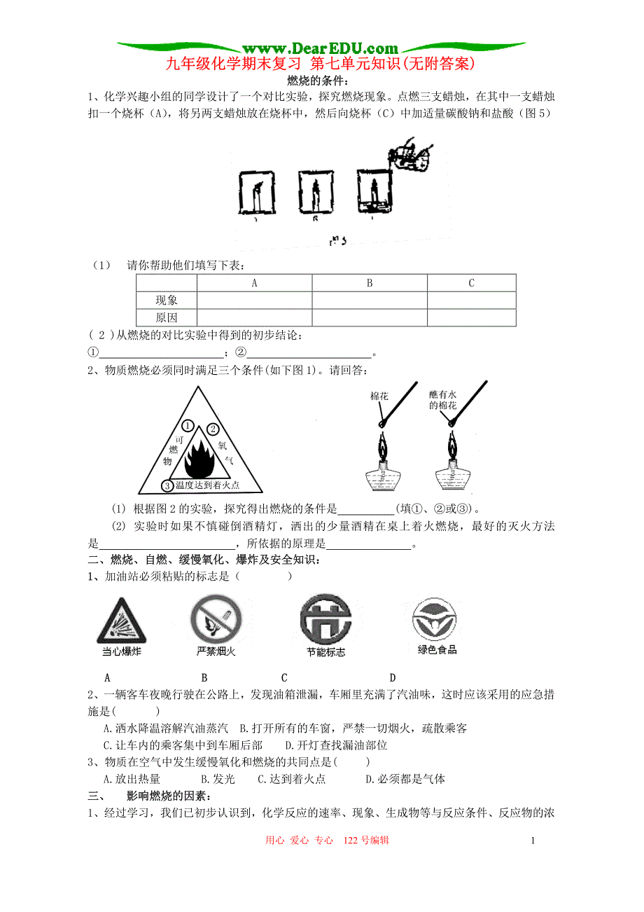 人教版九年级化学期末复习 第七单元知识(无附答案)_第1页