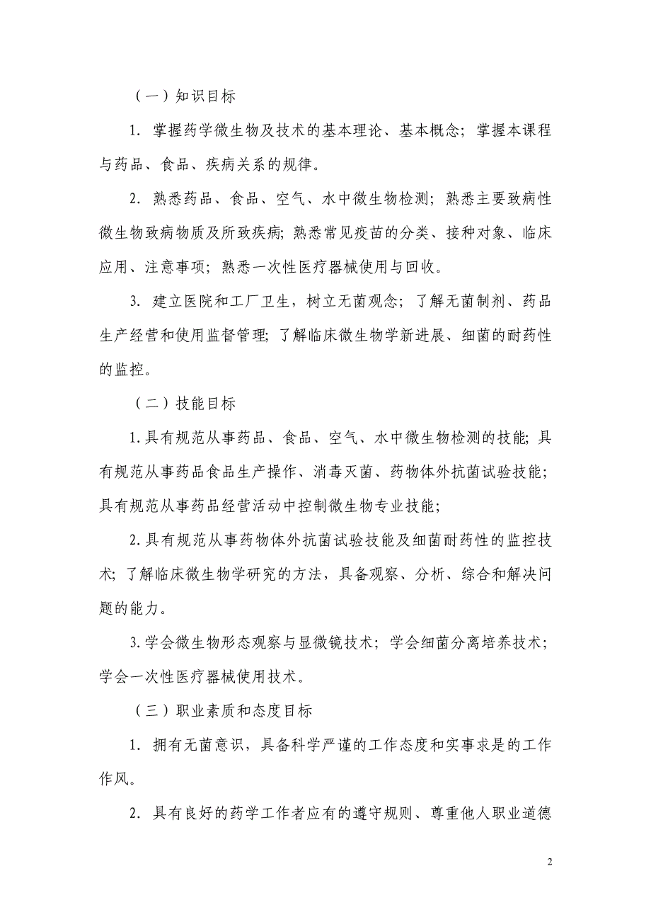 《药学微生物实用技术课程》课程教学大纲_第2页