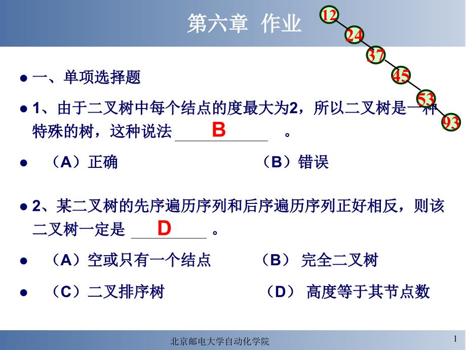 北京邮电大学测控专业数据结构习题解_第1页