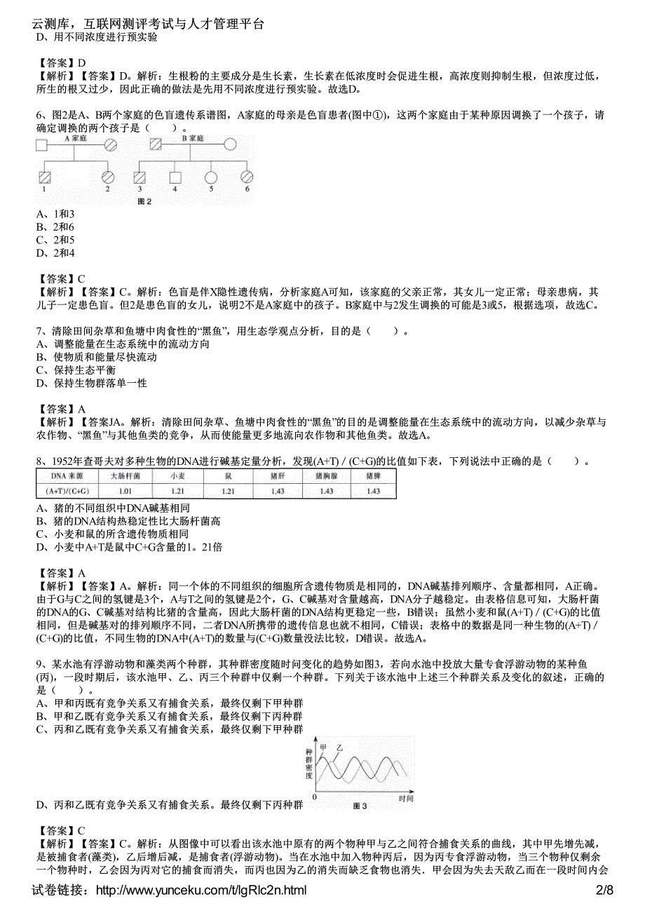 2016年教师资格证考试《生物学科知识与教学能力》(高级中学)最后冲刺卷(4)(教师版)_第2页