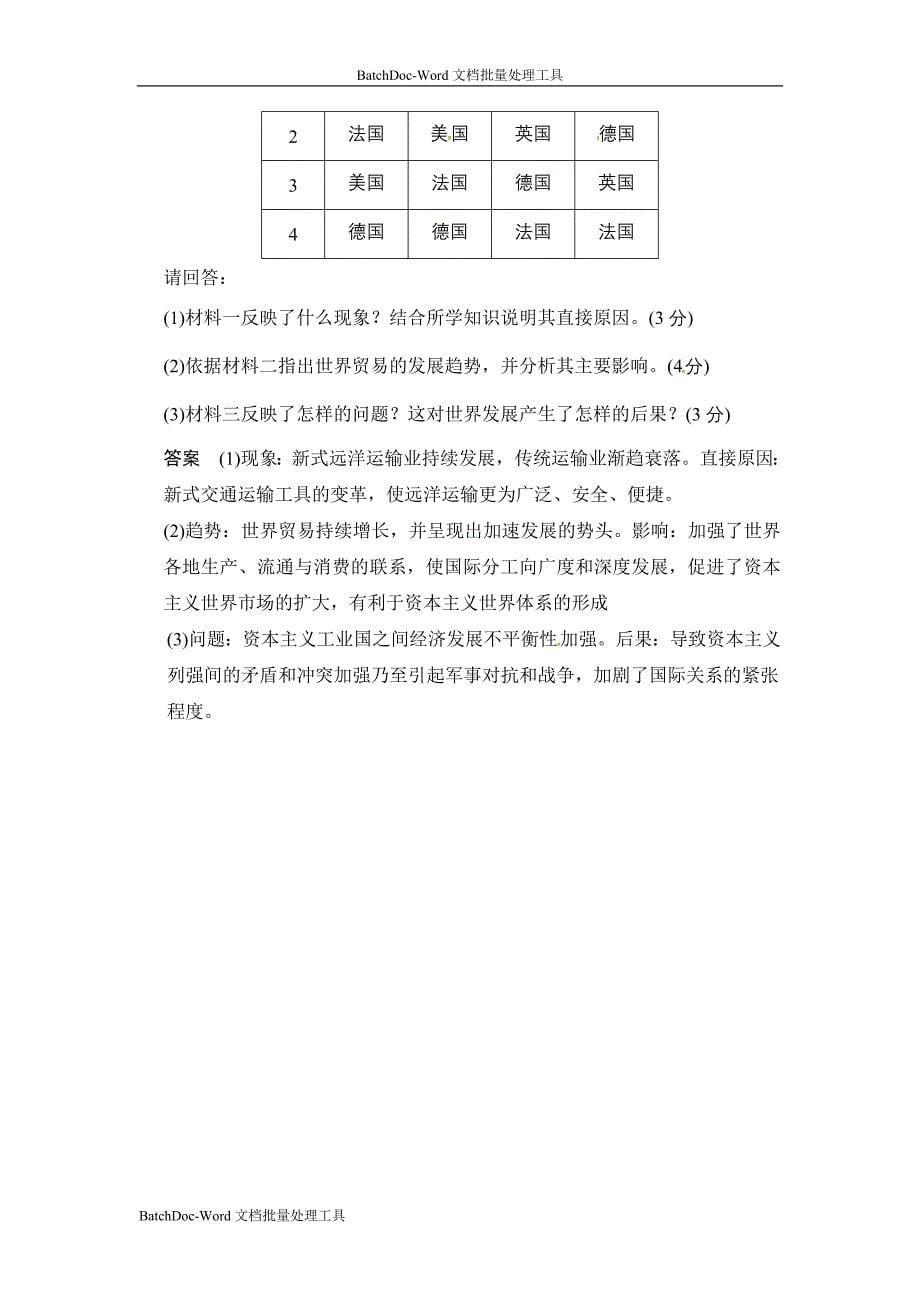 2013人民版必修二5.4《走向整体的世界》word同步测试_第5页