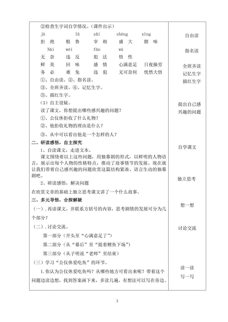 四年级语文下册《公仪休拒收礼物》电子教案_第2页