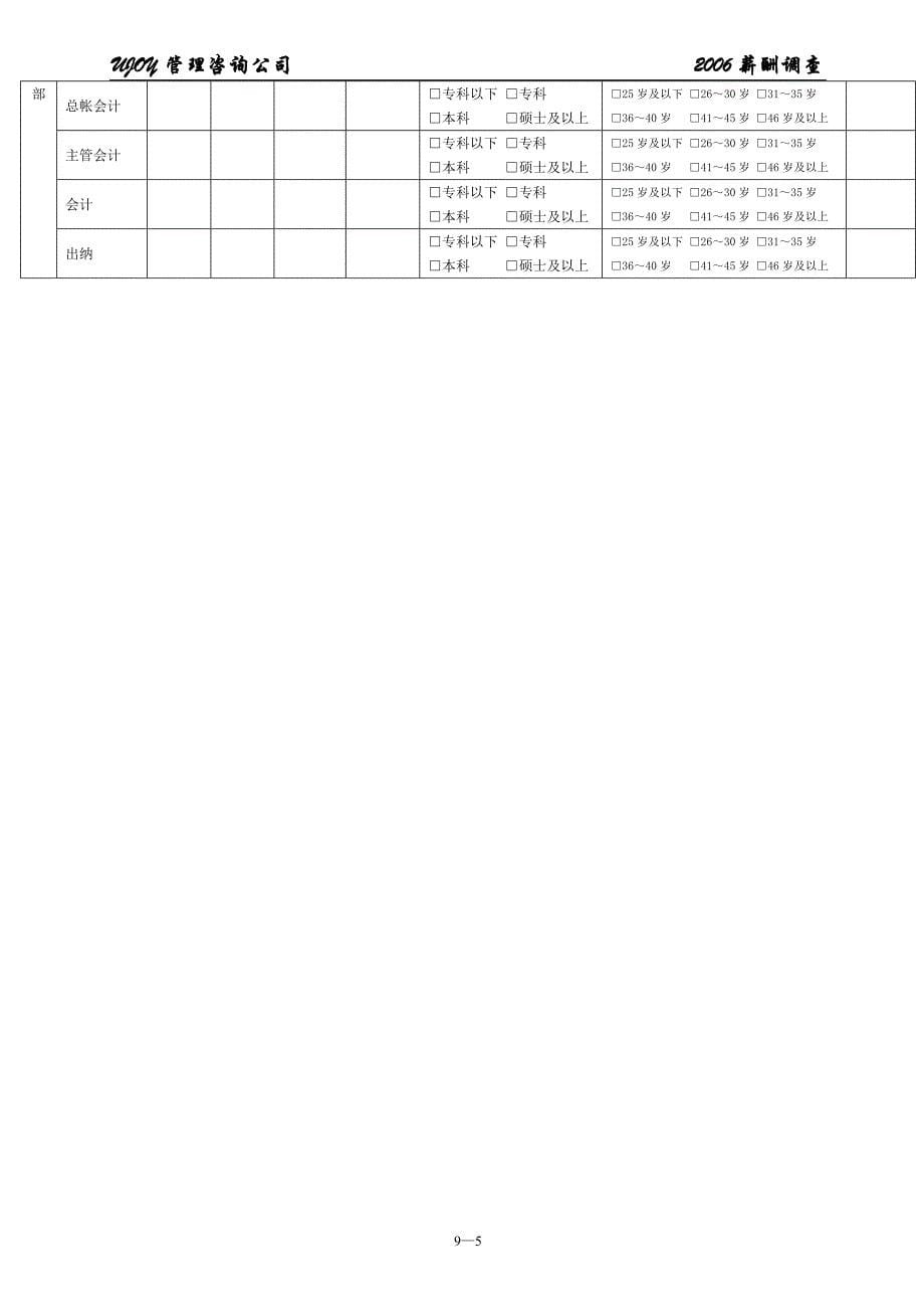 薪酬调查问卷-金融贸易（银行，风险基金，保险）_第5页