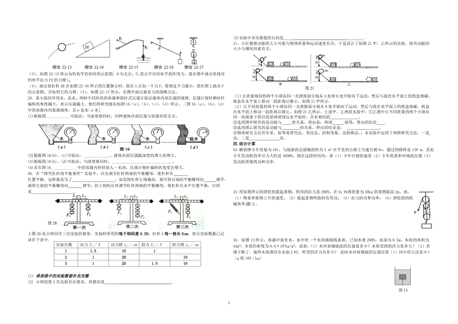 八年级物理下学期期末综合复习试卷_第2页