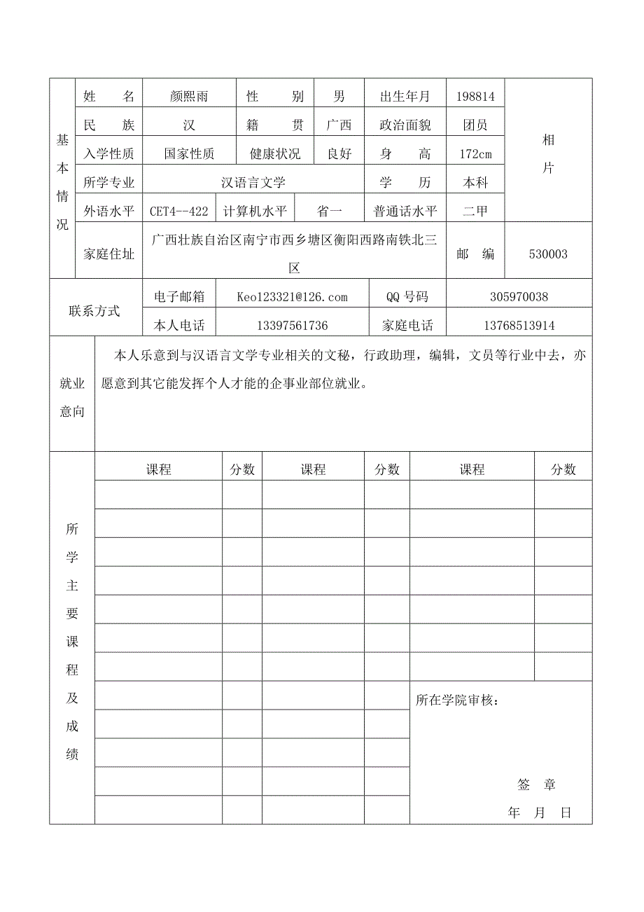 湖南文理学院毕业生就业推荐表_第3页