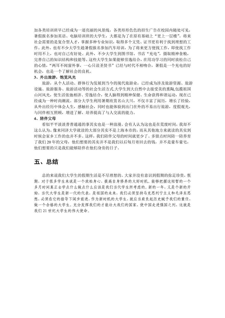 关于大学生假期利用的思考_第5页