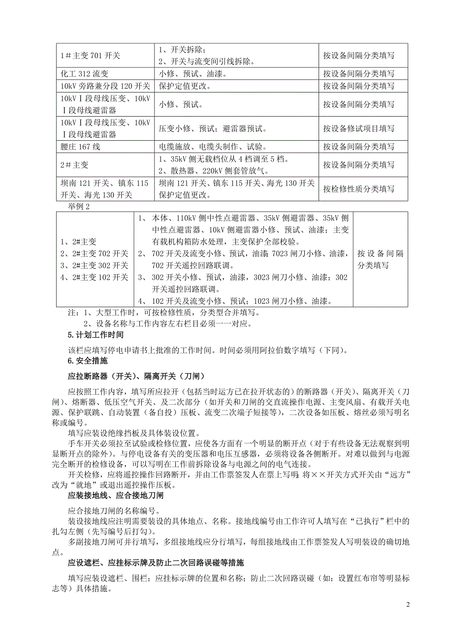 供电公司变电一、二种工作票填写规范_第2页