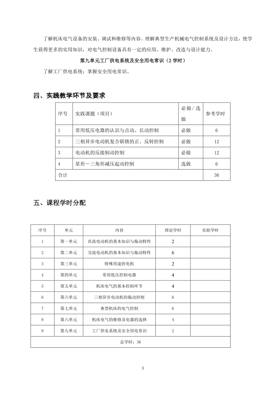 《电力拖动实训》教学大纲_第3页