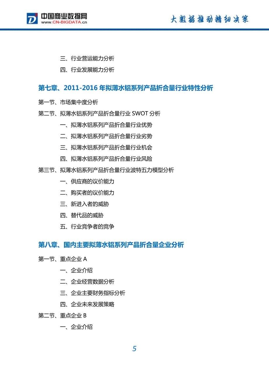 拟薄水铝系列产品折合量行业深度调研及投资前景预测报告_第5页