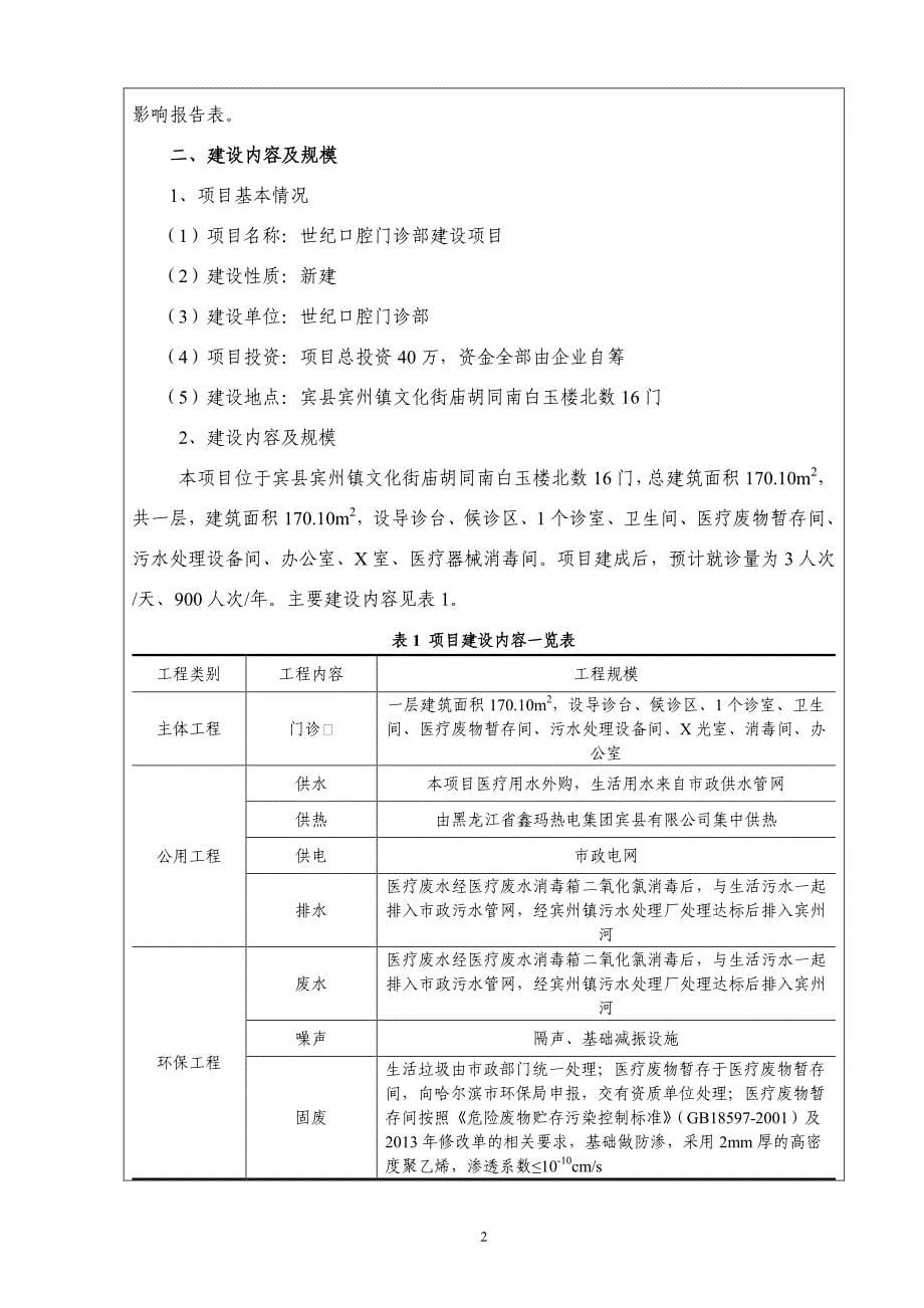 黑龙江省哈尔滨市世纪口腔门诊部建设项目环境影响报告表(2)_第5页