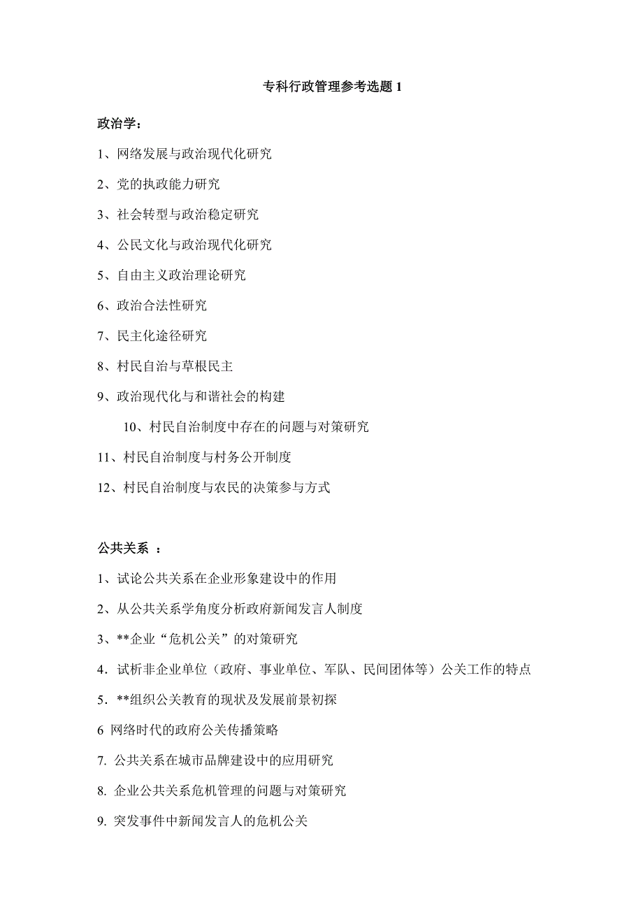 专科行政管理参考选题_第1页