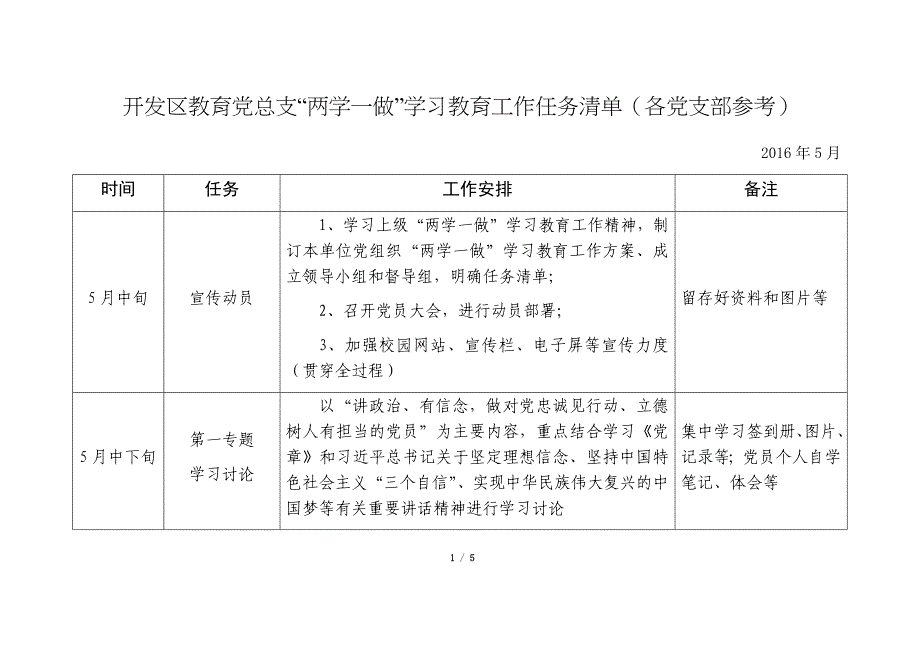 “两学一做”任务清单(参考001)_第1页