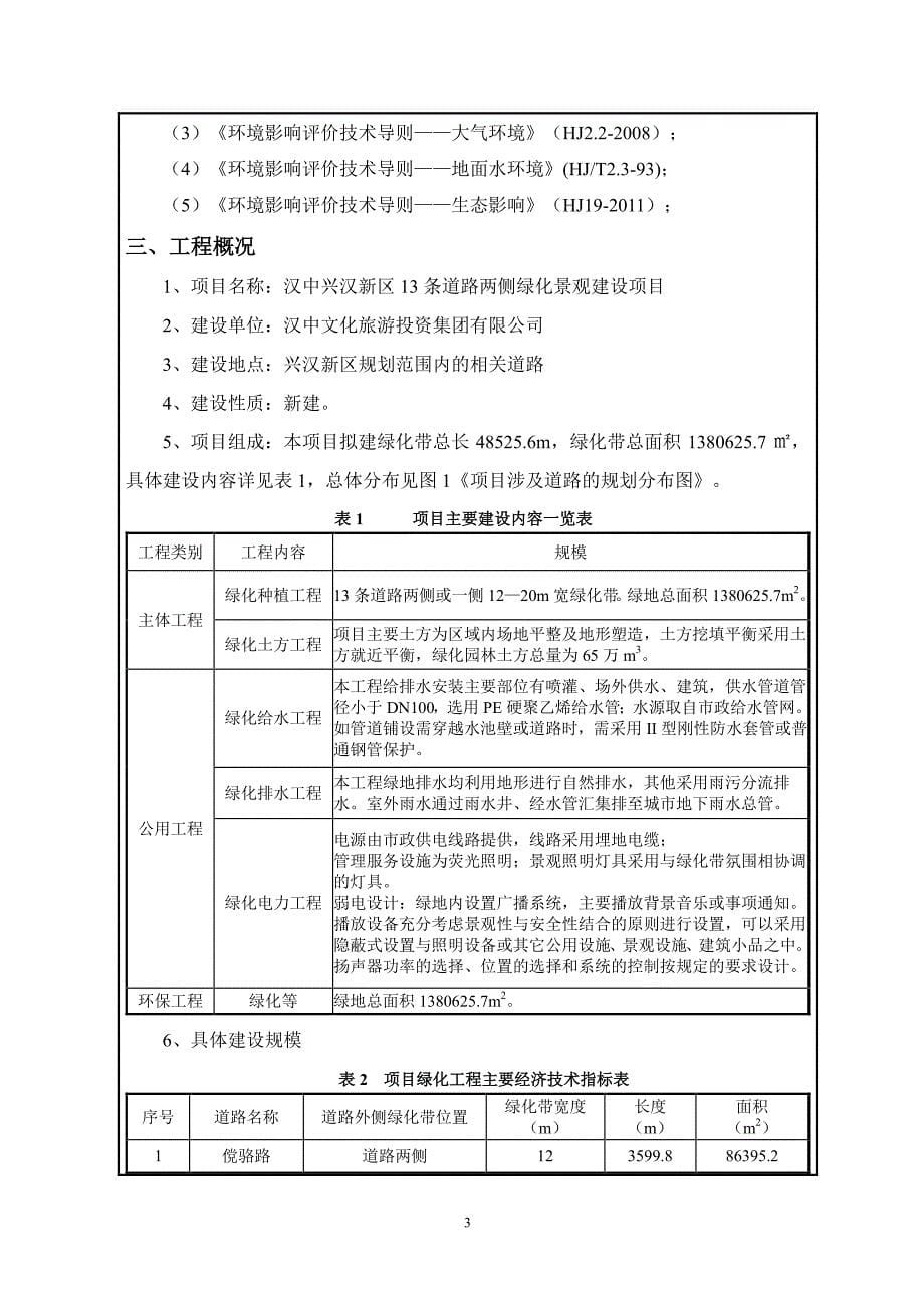 陕西省汉中市汉中兴汉新区13条道路两侧绿化景观建设项目环境影响报告表1_第5页