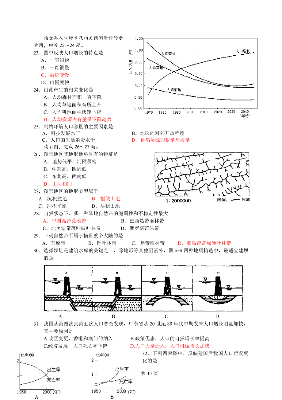 深外2010期中高一地理试题_第4页