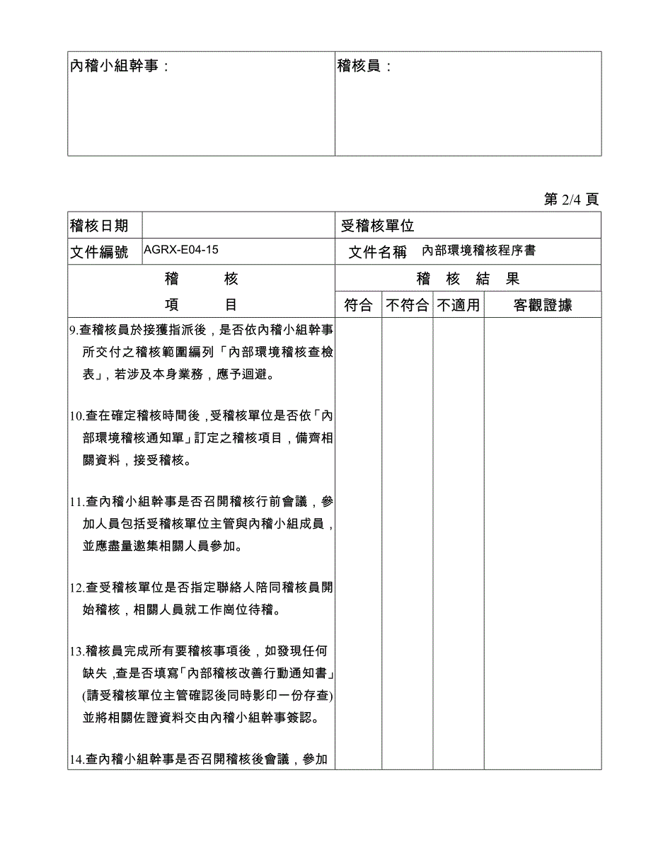 淡江大学内部环境稽核查检表_第2页