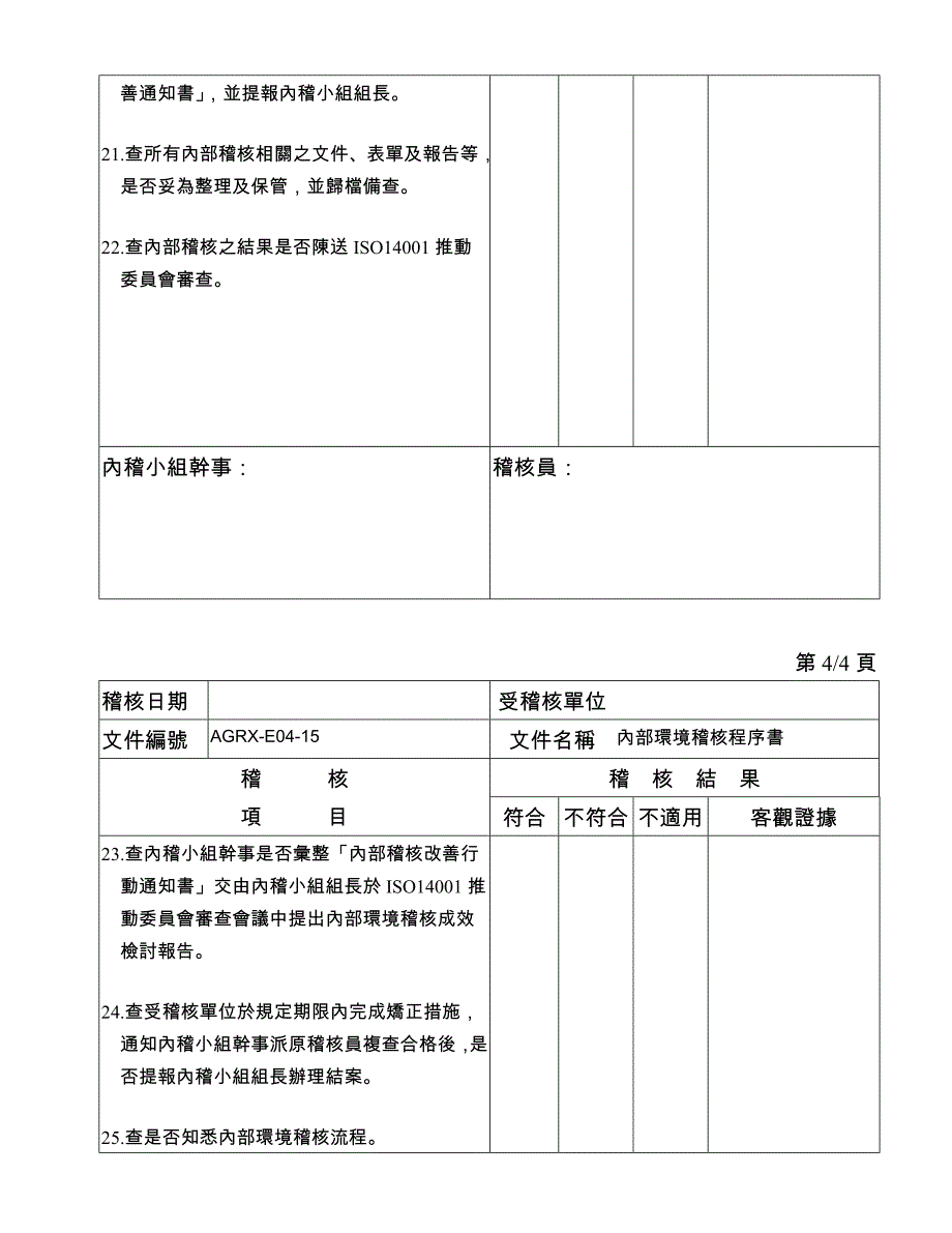 淡江大学内部环境稽核查检表_第4页