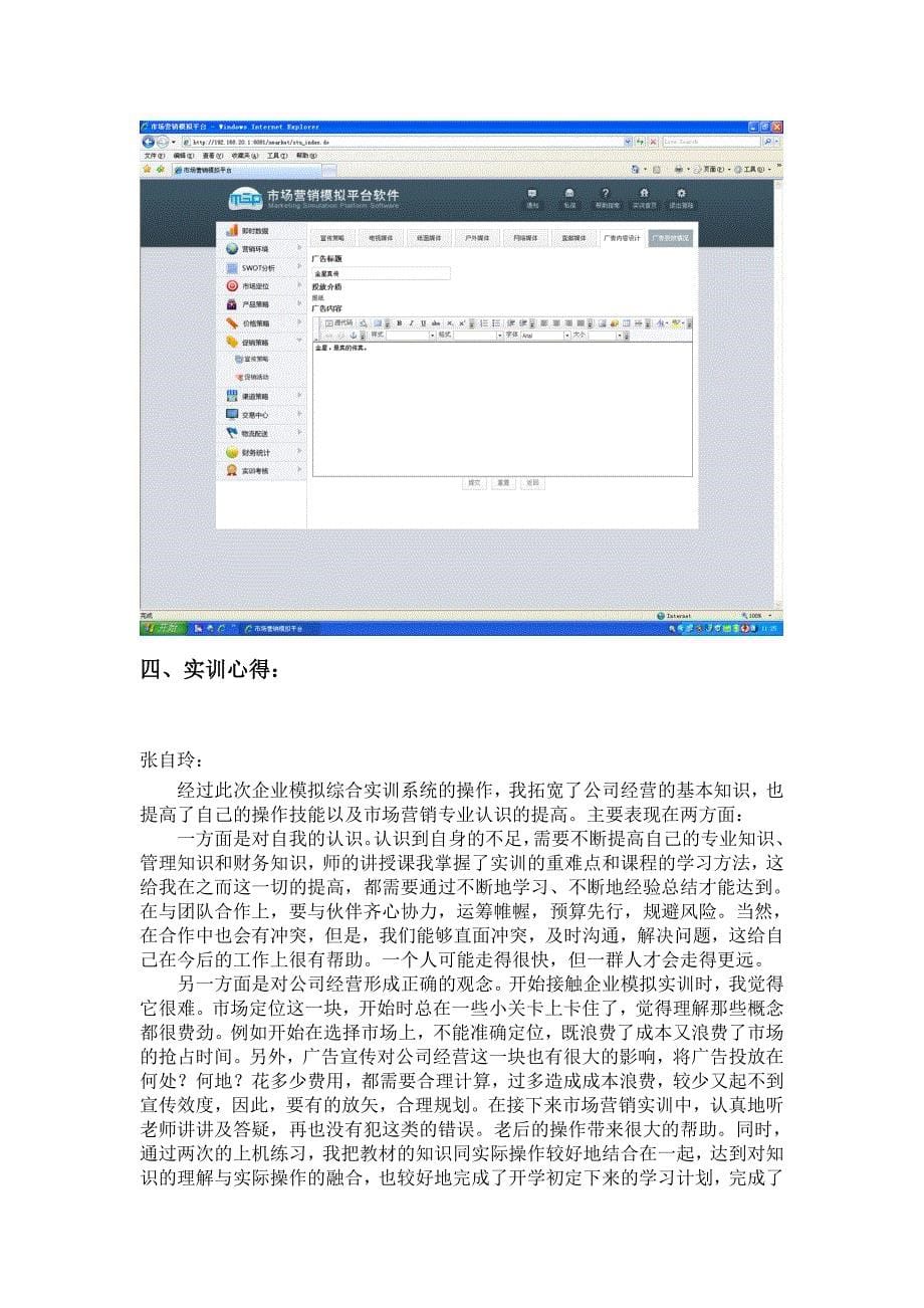 张自玲郑静市场营销综合实训报告模板_第5页