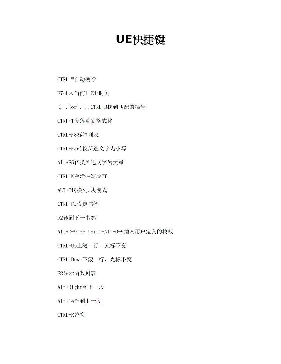 UE快捷键_第1页