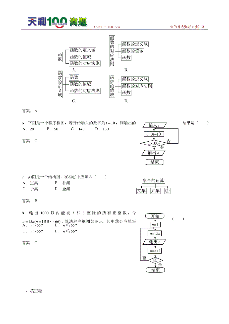 2011届高三数学一轮复习：4.2《结构图》综合测试3(新人教B版选修1—2)_第2页