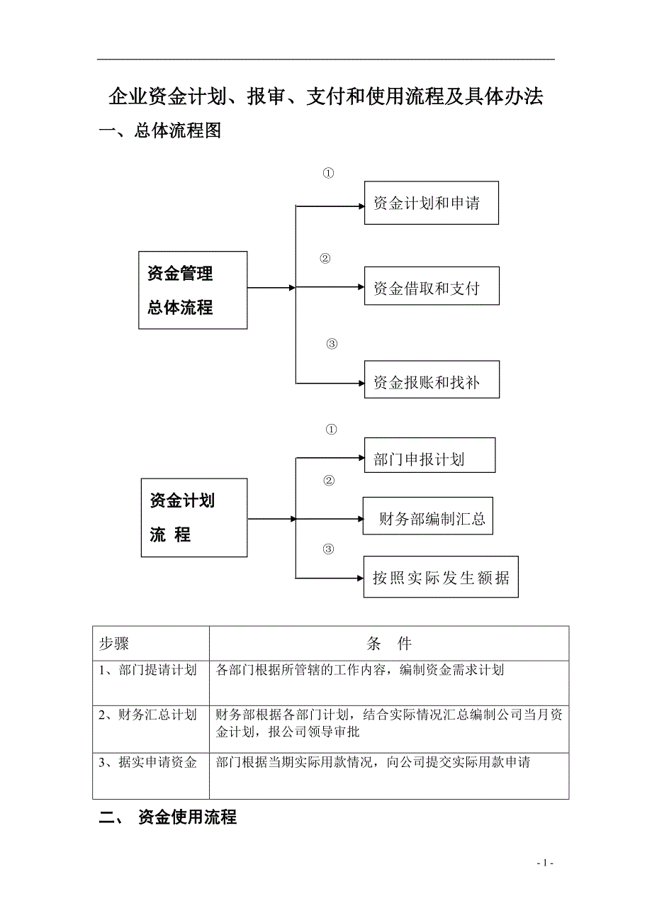 企业资金计划、报审、支付和使用流程及具体办法_第1页