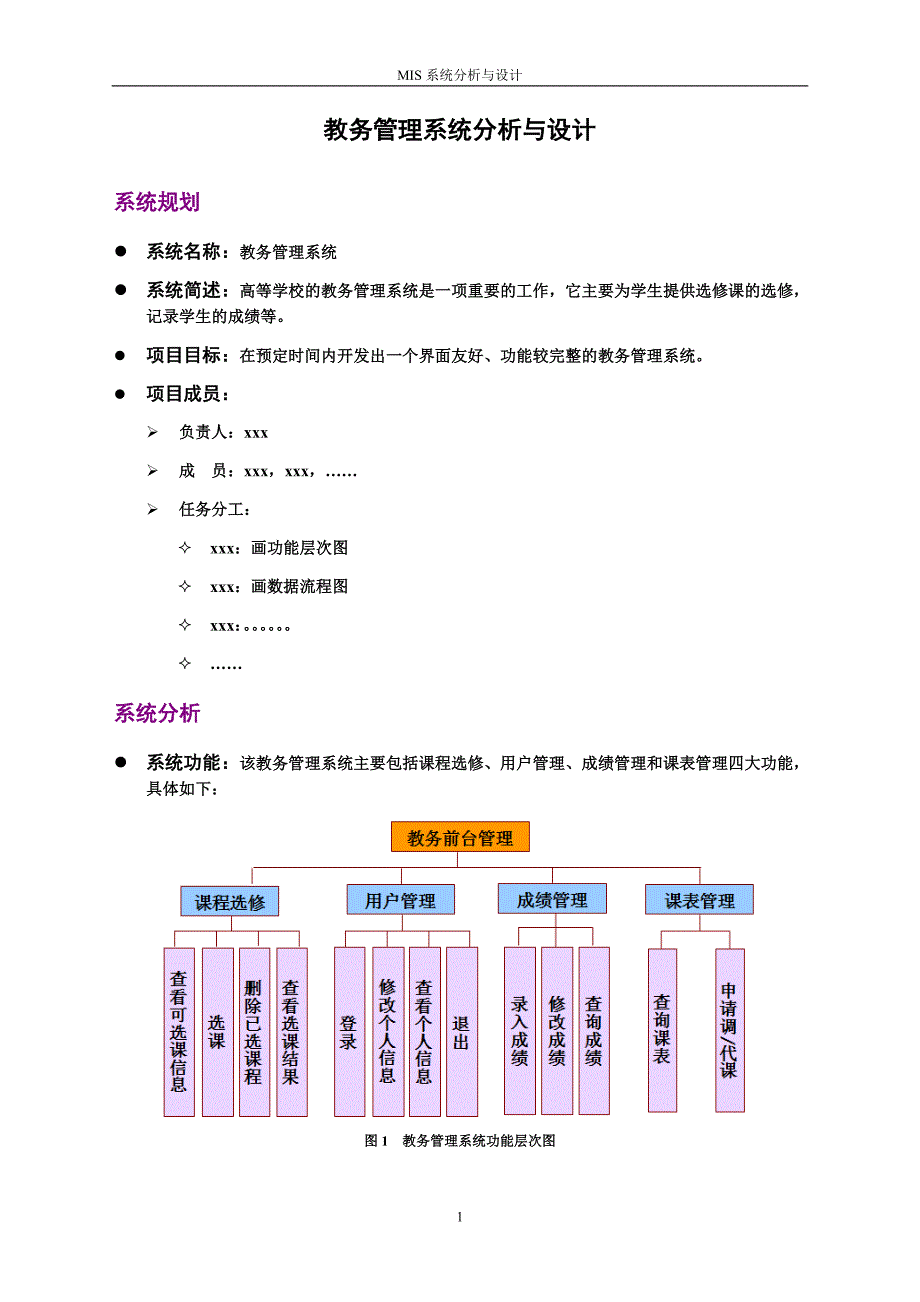 教务管理系统分析与设计_第1页