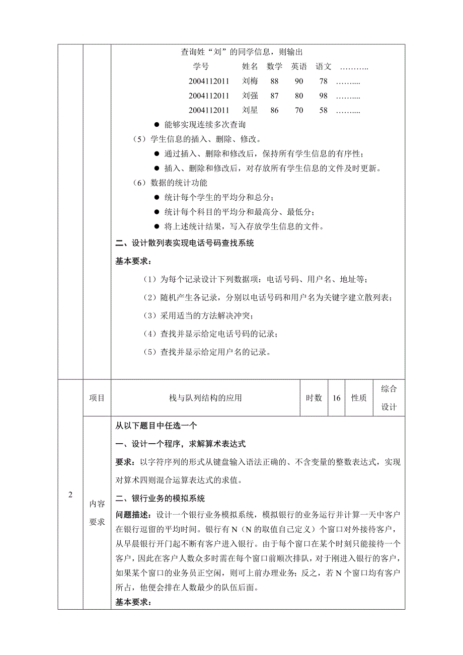 《数据结构课程设计》实验大纲_第2页