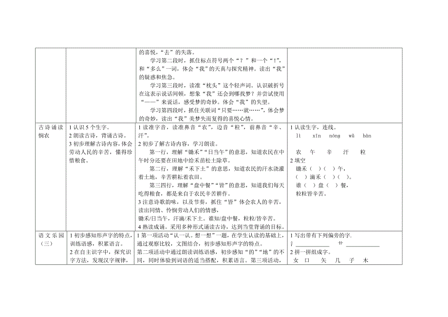 鄂教版小学语文一年级下册第三单元单元要点_第4页