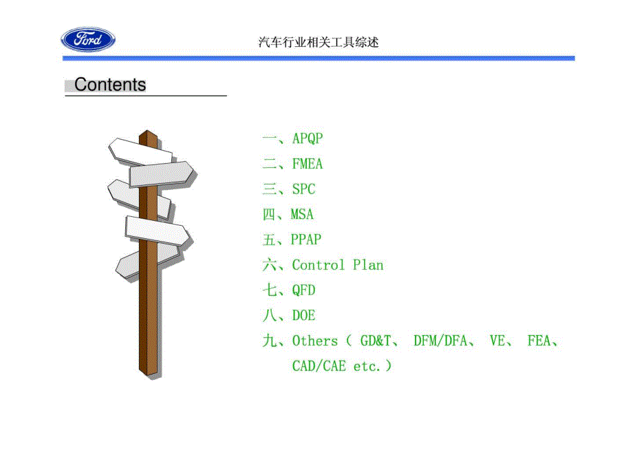 汽车行业相关工具综述(APQP、FMEA、SPC、MSA、PPAP、QFD、DOE、VE、_第1页