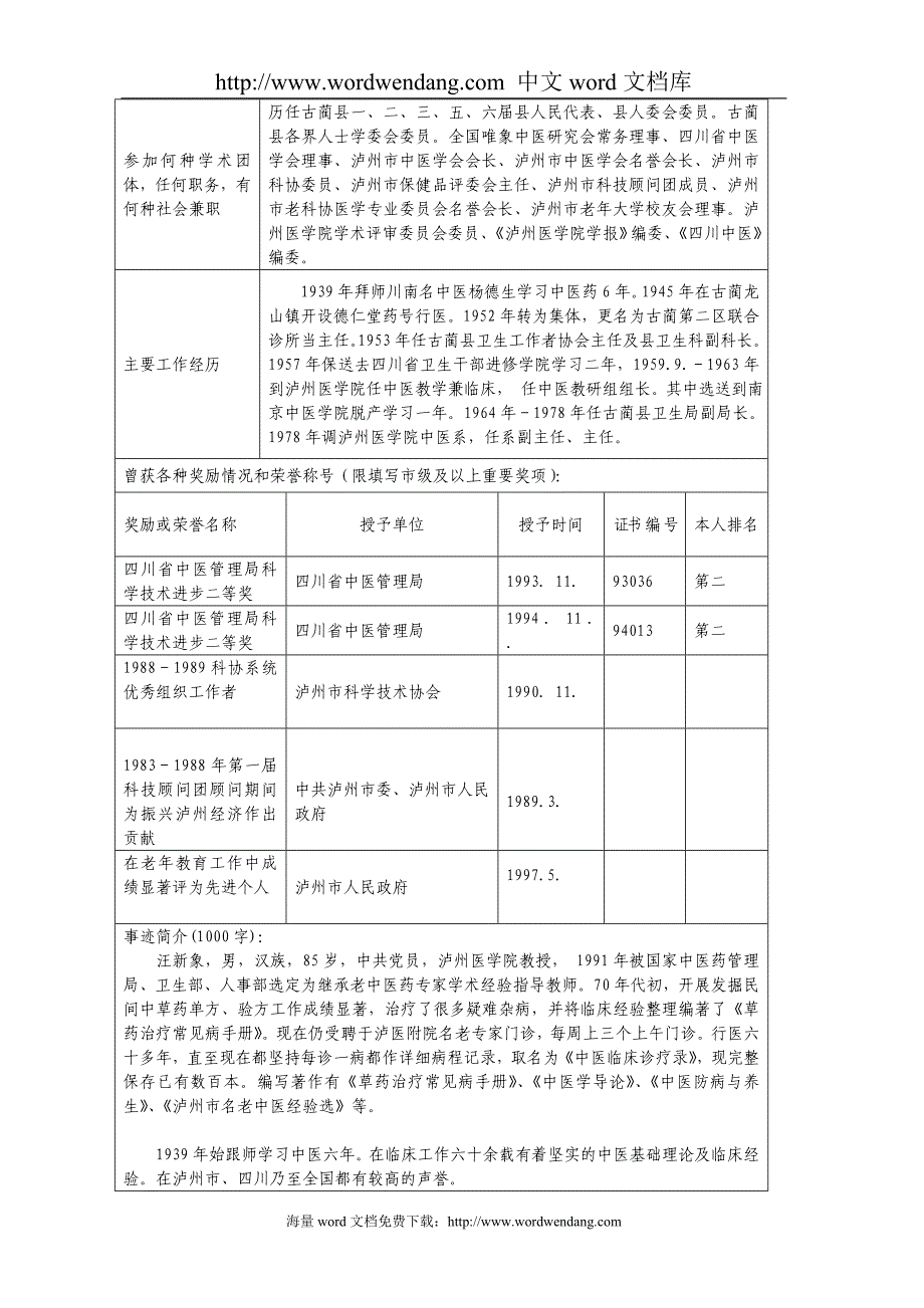 泸州市首届十大名中医评选推荐候选人简介_第4页