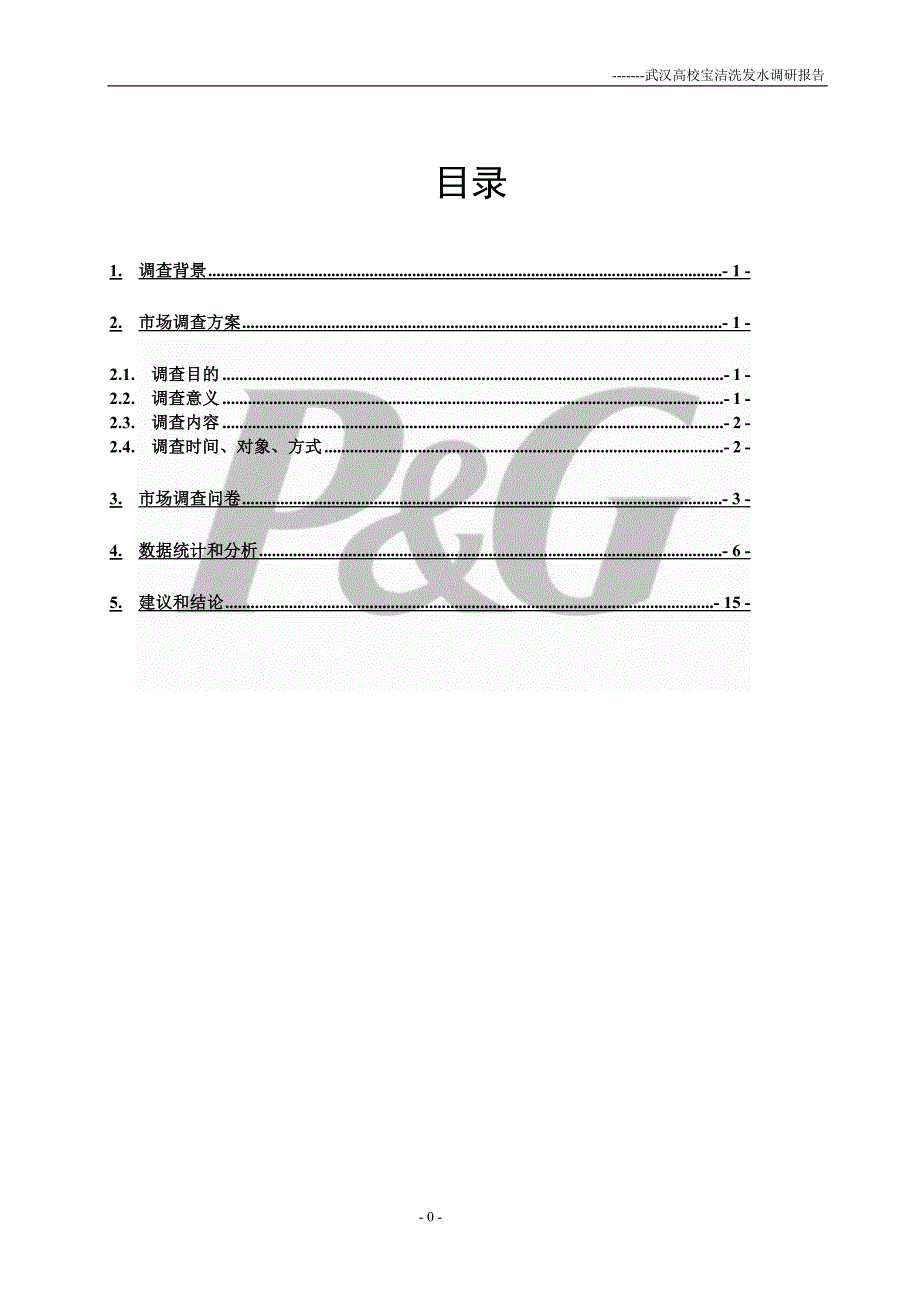 宝洁洗发水市场调研报告_第1页