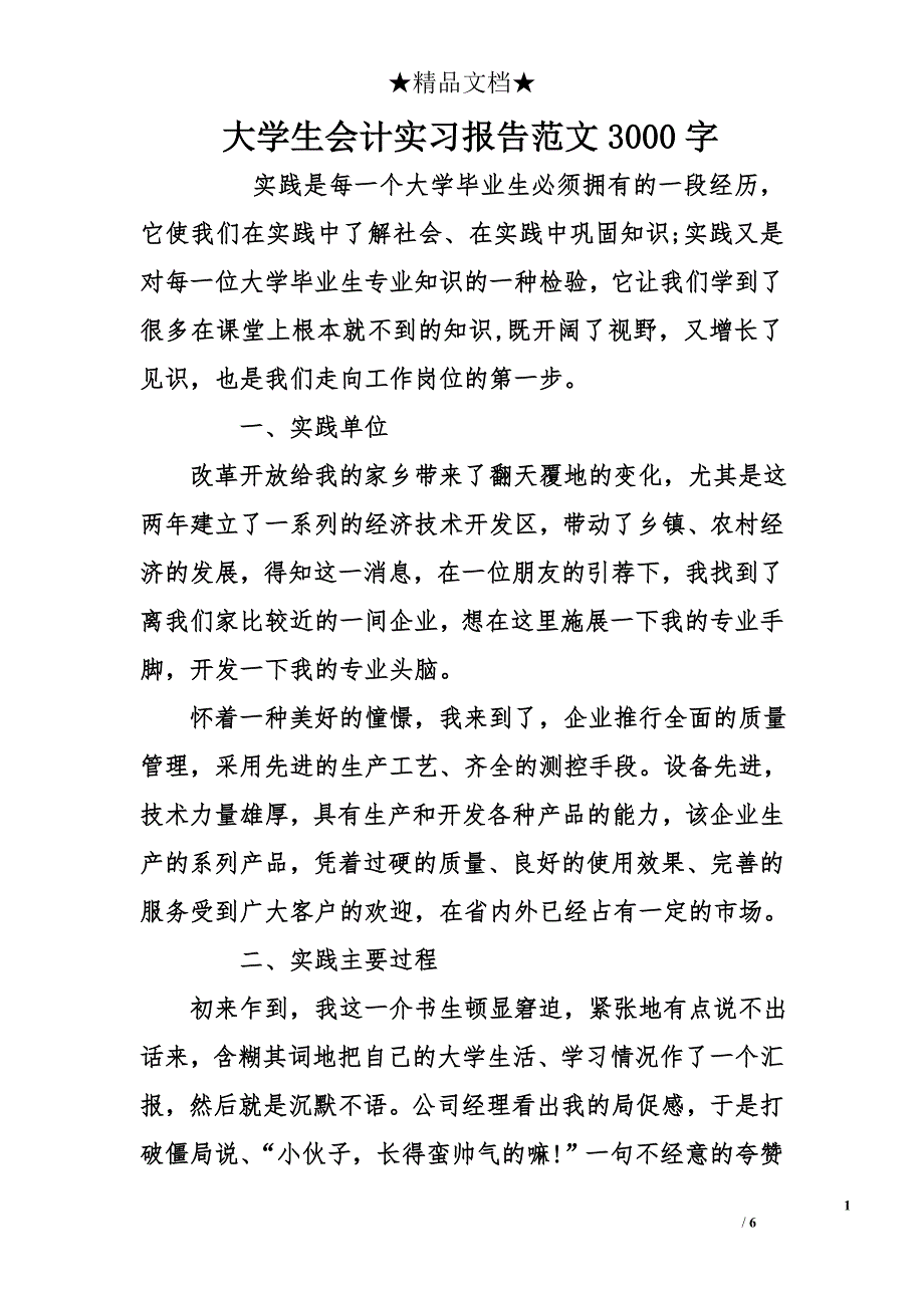 大学生会计实习报告范文3000字_第1页