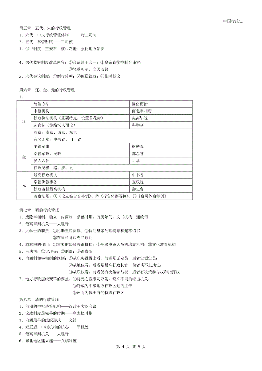 2018年全国高等教育自考【中国行政史】新版本_2018年全国高等教育自考_笔记_第4页