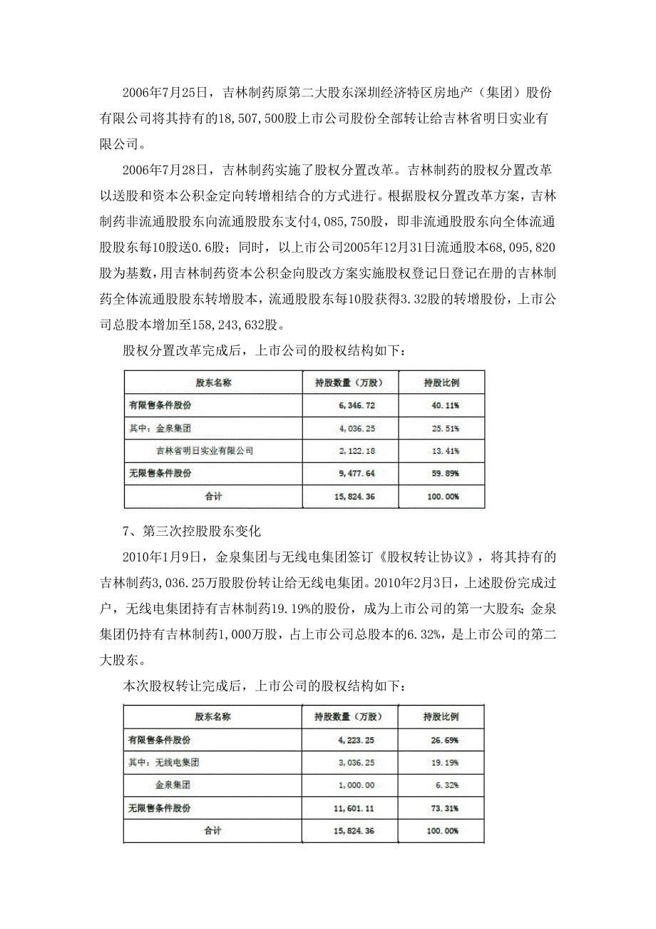 吉林制药股份有限公司(重大资产出售及发行股份购买资产 股东将股权转让给其设立管理公司时的核查)_第5页