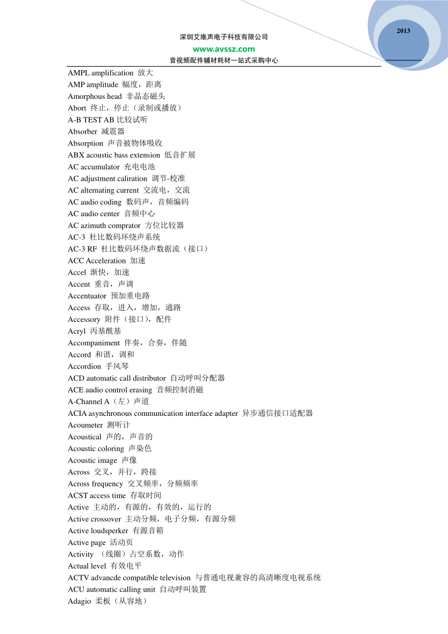 专业音响灯光英语词汇词典_第3页