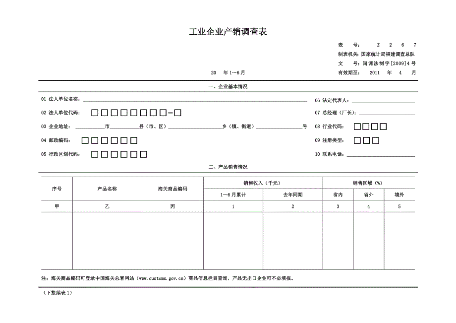 工业企业产品信息调查表_第1页