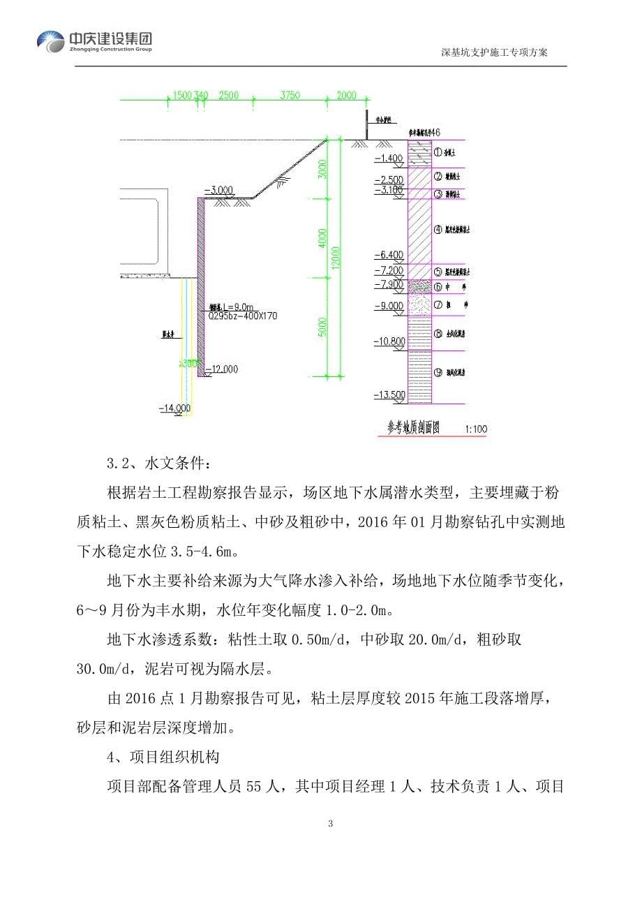 街道地下综合管廊深基坑支护专项施工方案_第5页